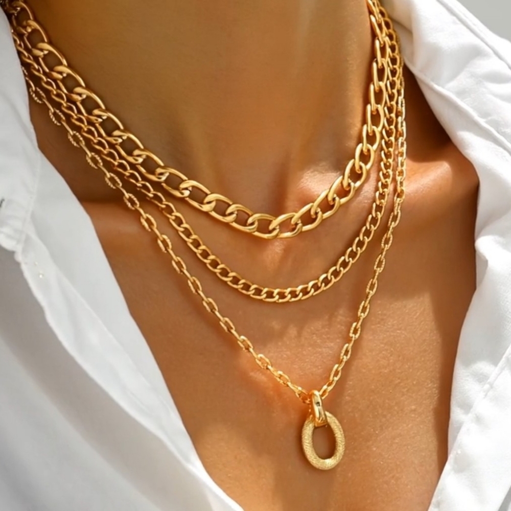 Layered Gold Chain Necklace Set